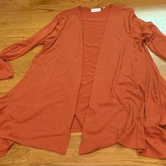 2 Attitudes By Renee Greenstein Women's Robe Cover-up Sz 1X + Scarf Deep Orange - Picture 3 of 12